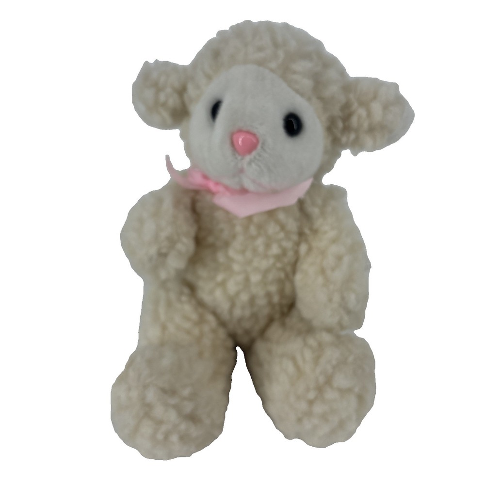 VTG Wang's International Sherpa Sheep Lamb Plush Pink Nose Bow‎